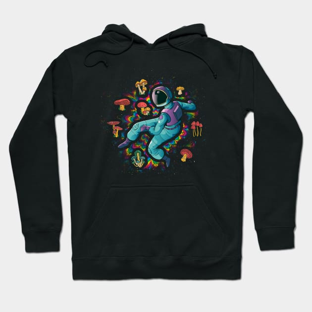 Psychedelic Astronaut Funny Astronomy Gift Hoodie by CatRobot